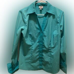 Worthington Teal Collared Blouse